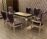 时尚特价 新古典餐桌椅组合 实木雕刻长桌子 欧式酒店家具 金银箔