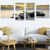 沙发后的装饰画组合挂画客厅现代简约风景画大海日出地中海壁画