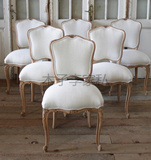 美式实木圆背椅法式复古做旧橡木雕刻书房椅办公椅欧式客厅餐椅
