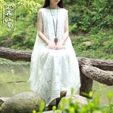 2016夏季新款蕾丝连衣裙白色文艺民族风女装杨丽萍同款背心裙长裙