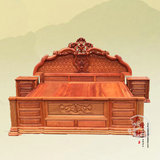 红木家具缅甸花梨玫瑰床 双人床1.8米欧式床大果紫檀住宅实木家具