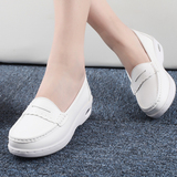 台湾慕伊莱专业气垫护士鞋真皮平底女鞋头层牛皮鞋白色孕妇妈妈鞋