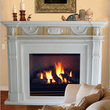 天然大理石壁炉架 欧式石材加工定做 铸铁燃木真火壁炉YFBL299