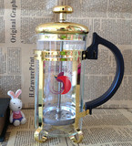金色玻璃咖啡壶不锈钢过滤法压壶冲茶器coffee maker350ML