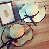 大檐沿草帽子女士夏天韩版遮阳帽防紫外线礼帽防晒出游沙滩太阳帽