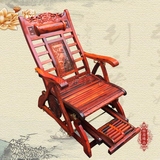 正品老挝大红酸枝摇椅躺椅休闲椅 交趾黄檀仿古老人椅送礼佳品
