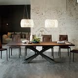 北欧实木家具餐桌铁艺复古会议桌 长方形创意办公桌实用简约书桌