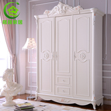 欧式法式实木衣柜三门四门衣橱推拉门卧室储物柜木质整体雕花烤漆