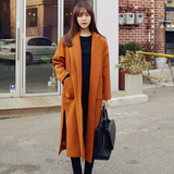 2016冬季新款韩版韩国中长款宽松薄呢子大衣毛呢外套女装东大门