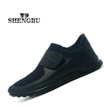 【圣步】韩国ulzzang运动鞋 魔术贴赤足3.0跑鞋男女 全黑 休闲鞋