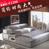 布艺床 榻榻米床现代简约婚床软体床布床1.8米双人床储物床可拆洗