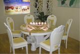 大理石实木圆餐桌椅组合 欧式六人餐台现代高档橡木白色圆桌