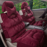 冬季汽车座椅套短毛绒全包卡通可爱女时尚保暖羽绒棉3D通用车座套