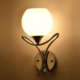 美式床头壁灯 简约现代创意铁艺LED温馨卧室化装柜镜过道阳台墙灯