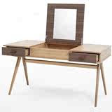 北欧怡家实木家具实用原木梳妆 化妆台带镜梳妆桌储物空间大特价