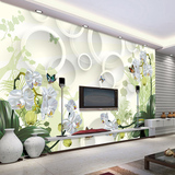 3d立体现代简约电视背景墙纸绿色花草大型壁画客厅卧室墙布壁布