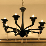 【e时代】黑色蜡烛吊灯 现代灯具 客厅灯具 卧室灯具 餐厅灯具