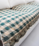 英伦风 中性绿格 美式怀旧乡村沙发垫子 外贸纯棉绗缝布艺坐垫