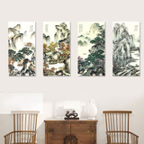 墙壁画客厅装饰画四联新中式风格中国画挂画山水风景画组合无框画