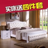 橡木床 欧式实木高箱储物床 1.5米单人双人床1.8软靠婚床白色卧室