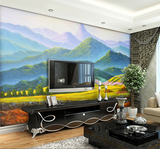 定制大型壁画客厅沙发电视背景墙纸卧室无纺布壁纸中式油画巨人山