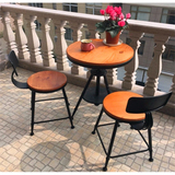 铁艺实木休闲餐桌椅组合套装创意室外阳台桌椅小圆桌漫咖啡酒吧桌