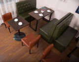 咖啡厅桌椅组合奶茶甜品店西餐厅桌椅一桌四椅软包椅沙发桌椅组合