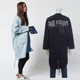 韩国专柜代购Jucy Judy春蝙蝠袖休闲字母中长款风衣外套JQJP221C