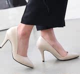 韩国代购syrup气质百搭纯色浅口细跟职业女性高跟鞋韩国新款单鞋