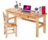 实木家用简约儿童书桌组合松木台式办公桌原木组装电脑写字桌1.2
