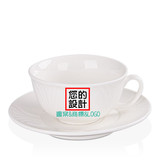 批量定制纯白陶瓷咖啡杯碟骨瓷经典卡布奇诺杯子印字LOGO厂家批发
