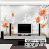 现代简约时尚无纺布电视背景墙壁纸3D立体无缝大型壁画玫瑰花墙布