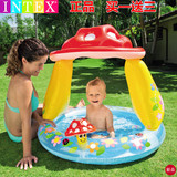 INTEX儿童婴儿游泳池蘑菇遮阳篷充气水池海洋球池沙洗澡浴盆0-3岁