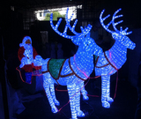 户外LED滴塑3D造型灯双鹿拉圣诞老人车LED拉丝滴胶节日装饰动物