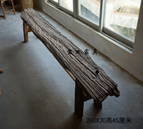 纯实木长条凳老木头长凳原木板凳茶桌配套凳风化纹樟木板凳田园