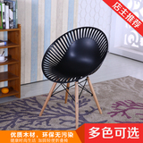 欧式宜家现代简约时尚休闲餐椅圆形镂空塑料休闲咖啡椅可折叠椅子