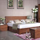 北美黑胡桃双人床 卧室简约实木床 1.5 1.8大床白橡木榆木橡木色