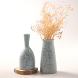 复古青花瓷罐陶瓷花瓶花器 手绘白描水培花插传统桌面家居摆件