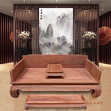 缅甸花梨木素面加粗加厚罗汉床三件套客厅实木中式单人床红木家具