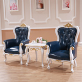 欧式复古老虎椅休闲椅子新古典奢华法式单人座沙发椅皮面形象椅