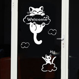 门贴冰箱贴橱窗装饰玻璃贴纸 卡通墙贴画儿童房墙壁贴纸 淘气小猫