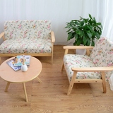 简约三人木质沙发双人木架沙发单人小户型实木田园沙发椅简易沙发