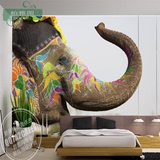 现代简欧3d立体创意大象电视背景墙壁纸    客厅沙发无缝大型壁画
