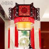 中式仿古实木吊灯餐厅客厅茶楼中国风复古灯具酒店大厅羊皮工程灯