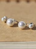 天然贝壳珍珠 925纯银 后挂式耳钉耳环 耳扣 防过敏纯银耳饰品女