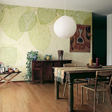 3D立体清新绿树叶壁纸客厅玄关电视背景墙纸复古墙布个性定制壁画