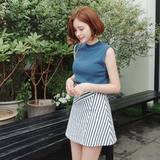 2016夏款韩版修身打底衫针织高领无袖背心毛衣女士薄款套头衫纯色
