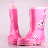 外贸秋冬儿童大童女童米妮KT猫粉色防水橡胶鞋保暖水鞋雨鞋雨靴