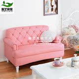 美式乡村布艺单人沙发椅 欧式法式实木客厅沙发组合粉色公主沙发