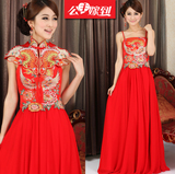 中国风古典中式改良红色长款旗袍结婚新娘礼服高腰孕妇款敬酒服装